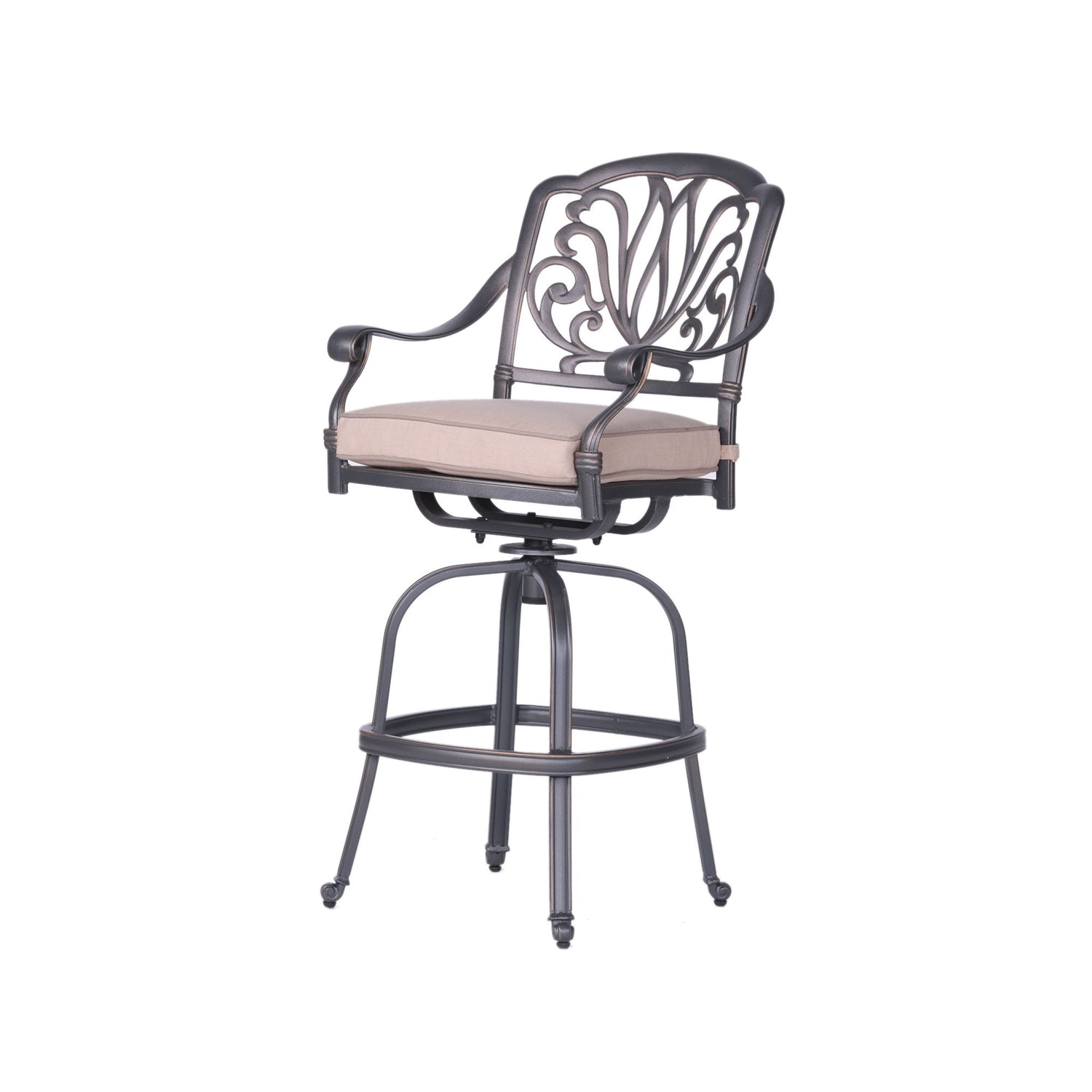 Round 42&quot; Long Bar Height Dining Set With Cushions