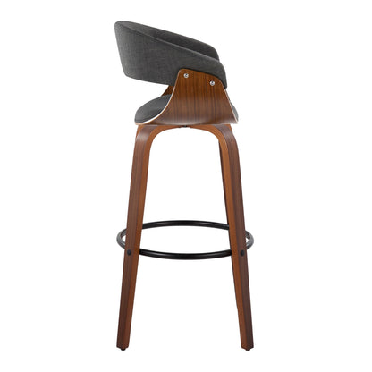 Vintage Mod - Mid Century Modern Fixed Height Barstool With Swivel &amp; Round Footrest (Set of 2)