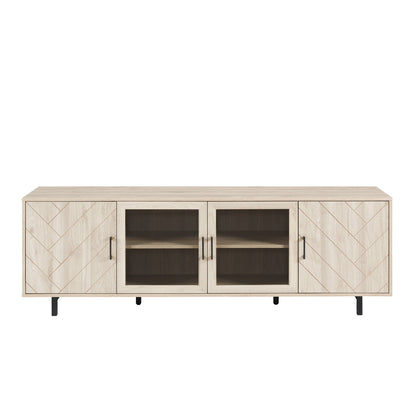 Modern Scandinavian 4 Door Herringbone 70&quot; TV Stand For TVs Up To 80&quot;