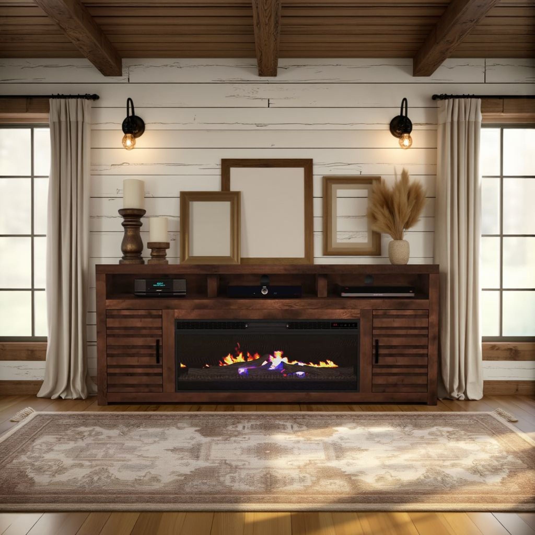 Sausalito - Electric Fireplace TV Stand Console For TVs Up To 95&quot; - Whiskey