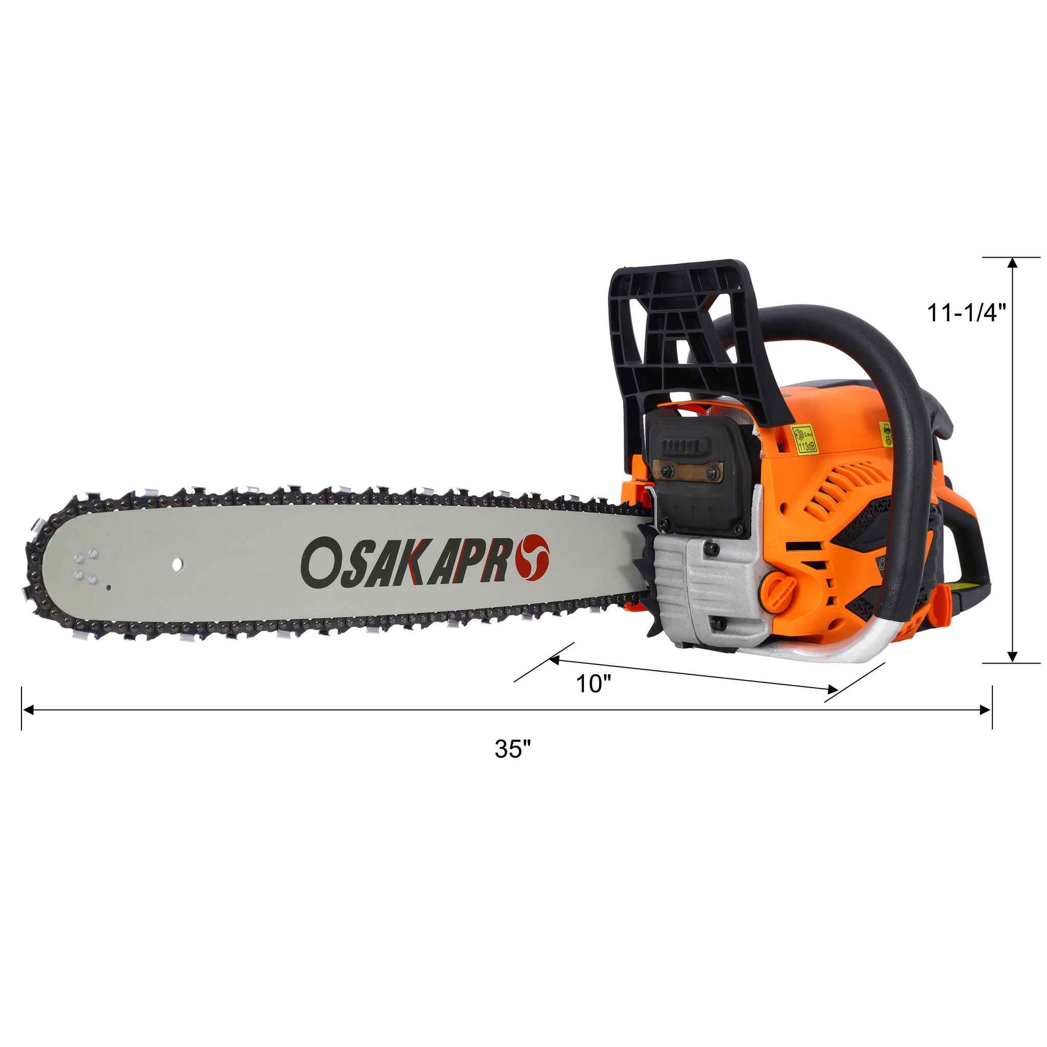 62Cc Gas Powered Chainsaw 20&quot; 2 Cycle Petrol Handheld Chain Saw Epa Compliant Aluminium - Orange