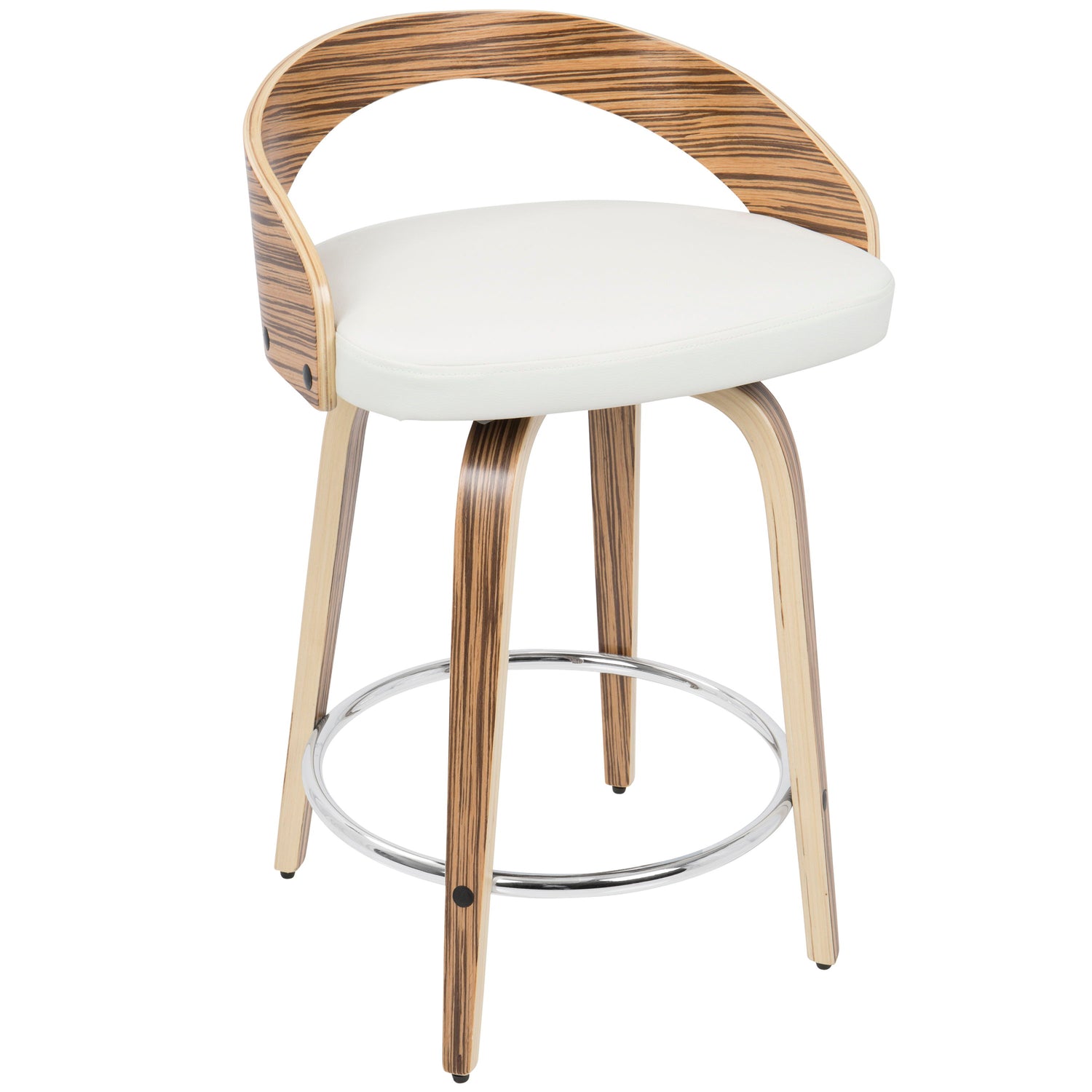 Grotto - Contemporary Fixed Height Counter Stool &amp; Swivel With Round Footrest (Set of 2)