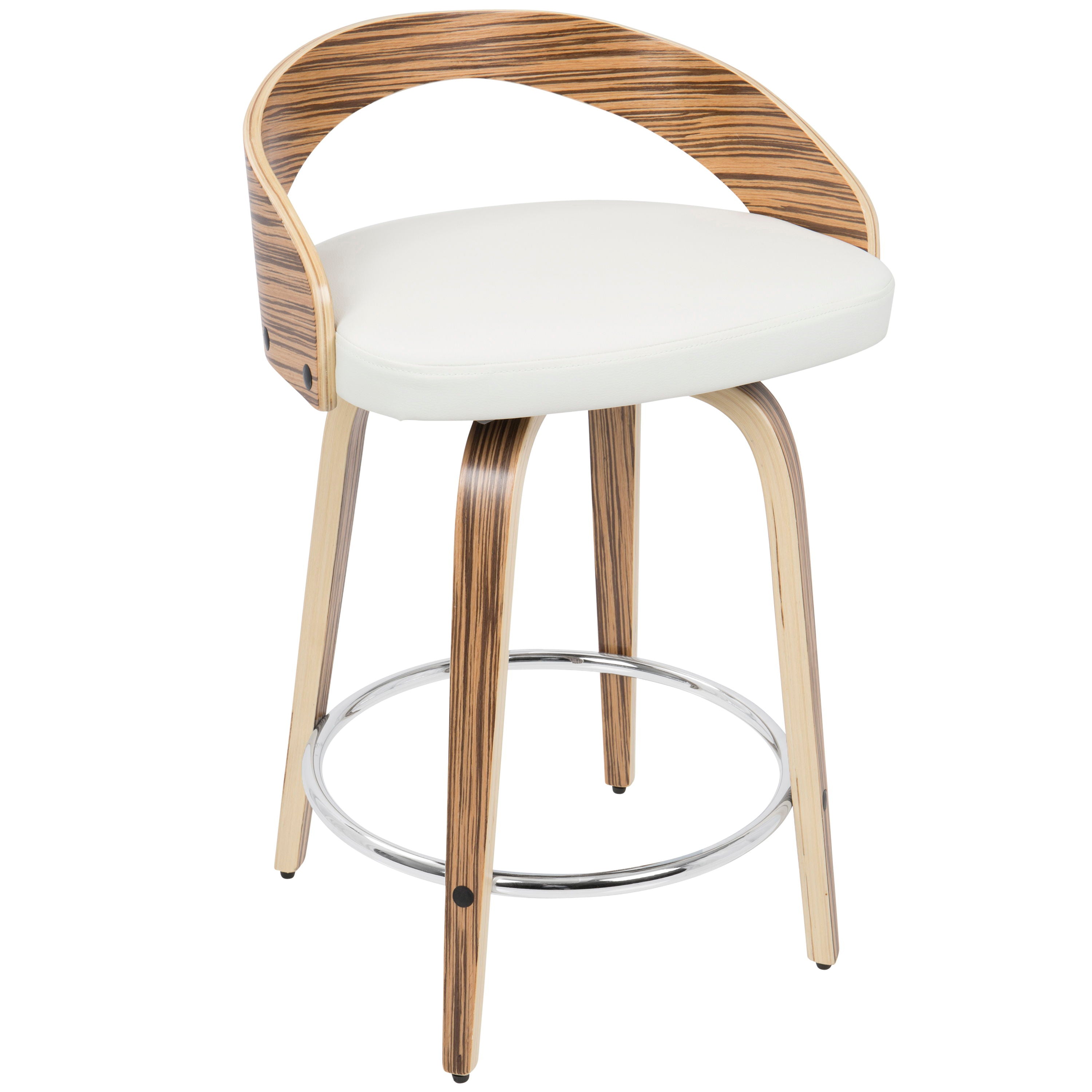 Grotto - Contemporary Fixed Height Counter Stool &amp; Swivel With Round Footrest (Set of 2)