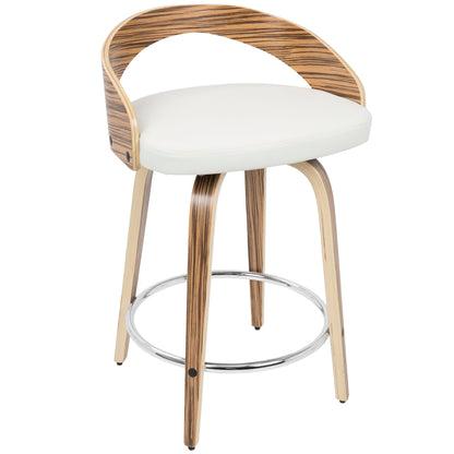 Grotto - Contemporary Fixed Height Counter Stool &amp; Swivel With Round Footrest (Set of 2)