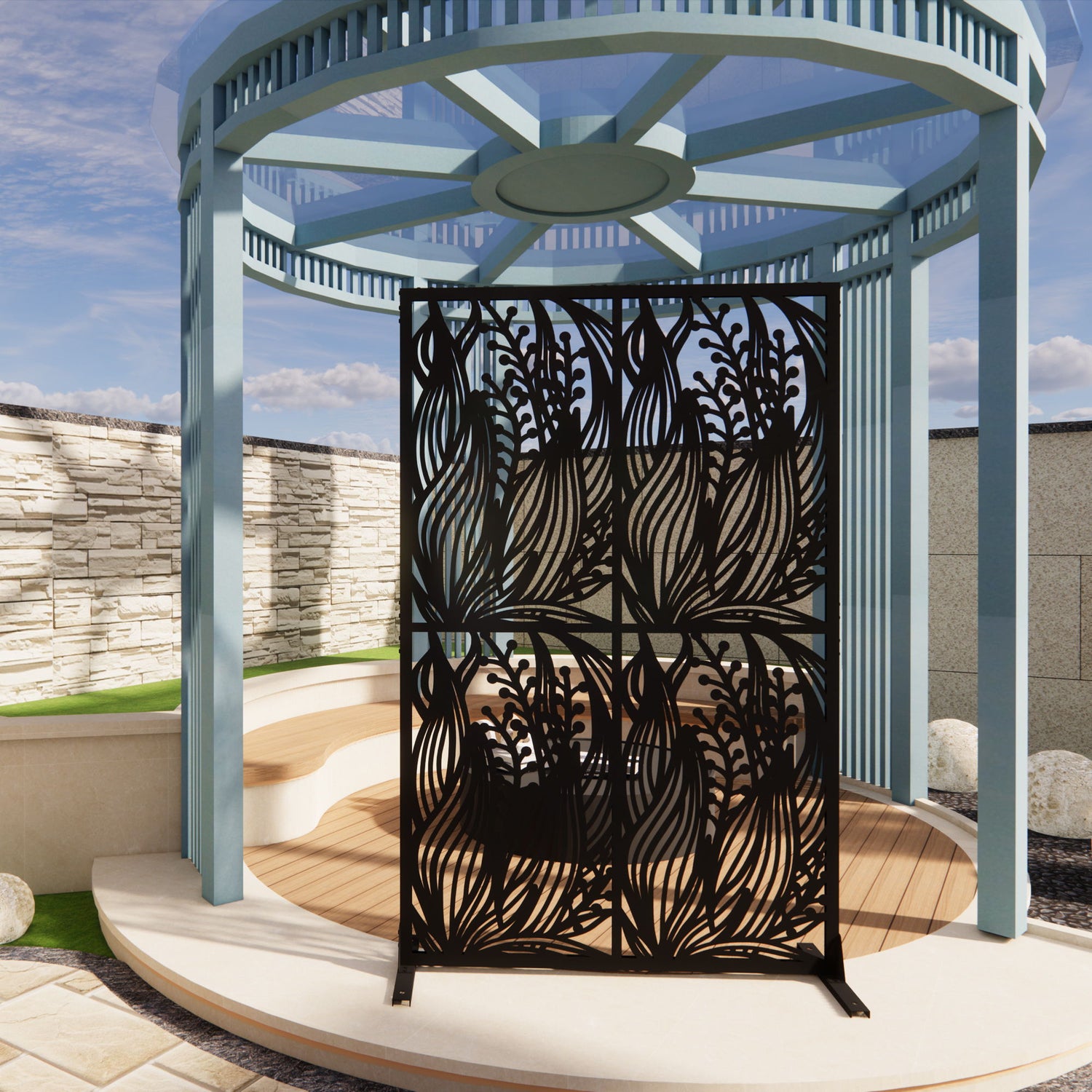 Free Standing Decorative Privacy Screen, Outdoor And Indoor Divider