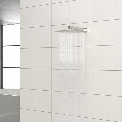16" Square Rainfall Shower Head Fixed Wall Mount With Full Body Coverage &amp; Self Cleaning Silicone Nozzles