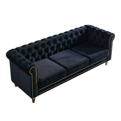 Chesterfield - Velvet Sofa 84.65&quot; For Living Room