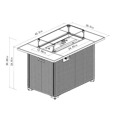 44&quot; Outdoor Fire Pit Table, Propane Fire Table With Ceramic Tabletop Gas Fire Table - Espresso