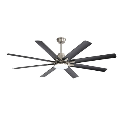 66" Low Profile Ceiling Fan With Dimmable LED Lights, 6 Speed Reversible DC Motor For Indoor - Brushed Nickel