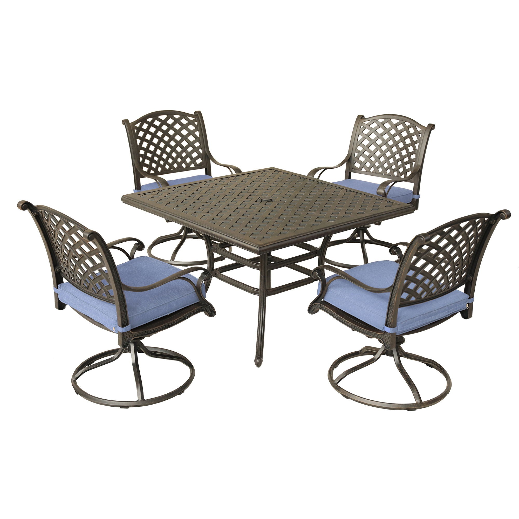 Square 4 Person 43.19&quot; Long Aluminum Dining Set With Cushions