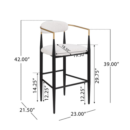 Upholstered Bar Stools With Backs For Kitchen Island (Set of 2) - Beige