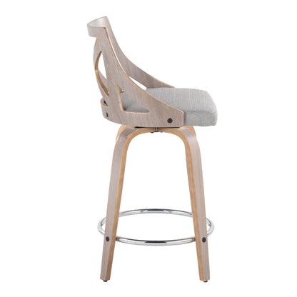 Charlotte - Farmhouse Fixed Height Counter Stool &amp; Swivel With Round Footrest (Set of 2)