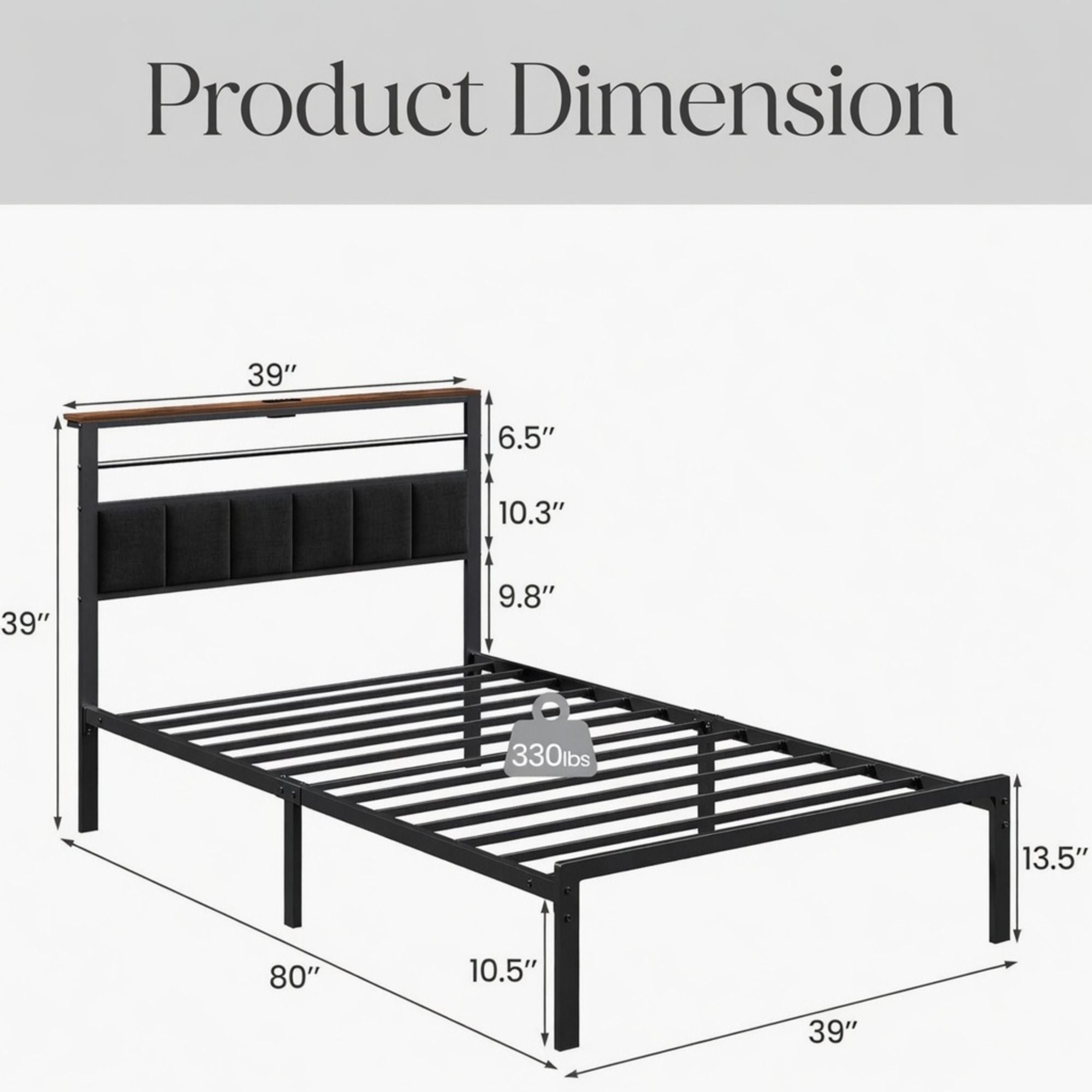 Platform Bed Frame With Charging Station &amp; Headboard Storage