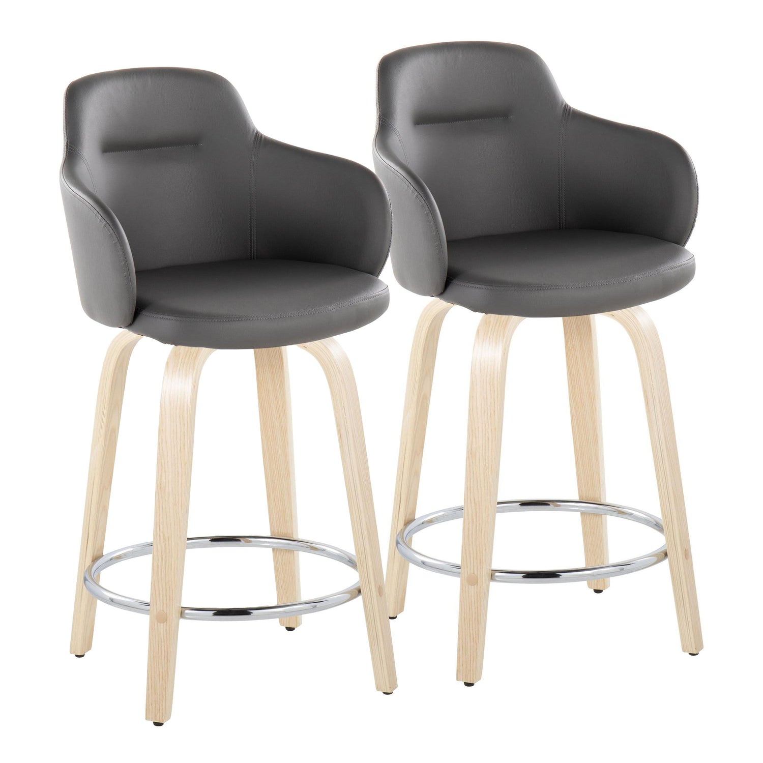 Boyne - Contemporary Fixed Height Counter Stool &amp; Swivel With Round Footrest (Set of 2)