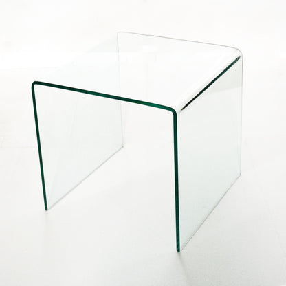 Small Clear Glass Side &amp; End Table, Tempered Glass End Table Small Coffee Table - Transparent
