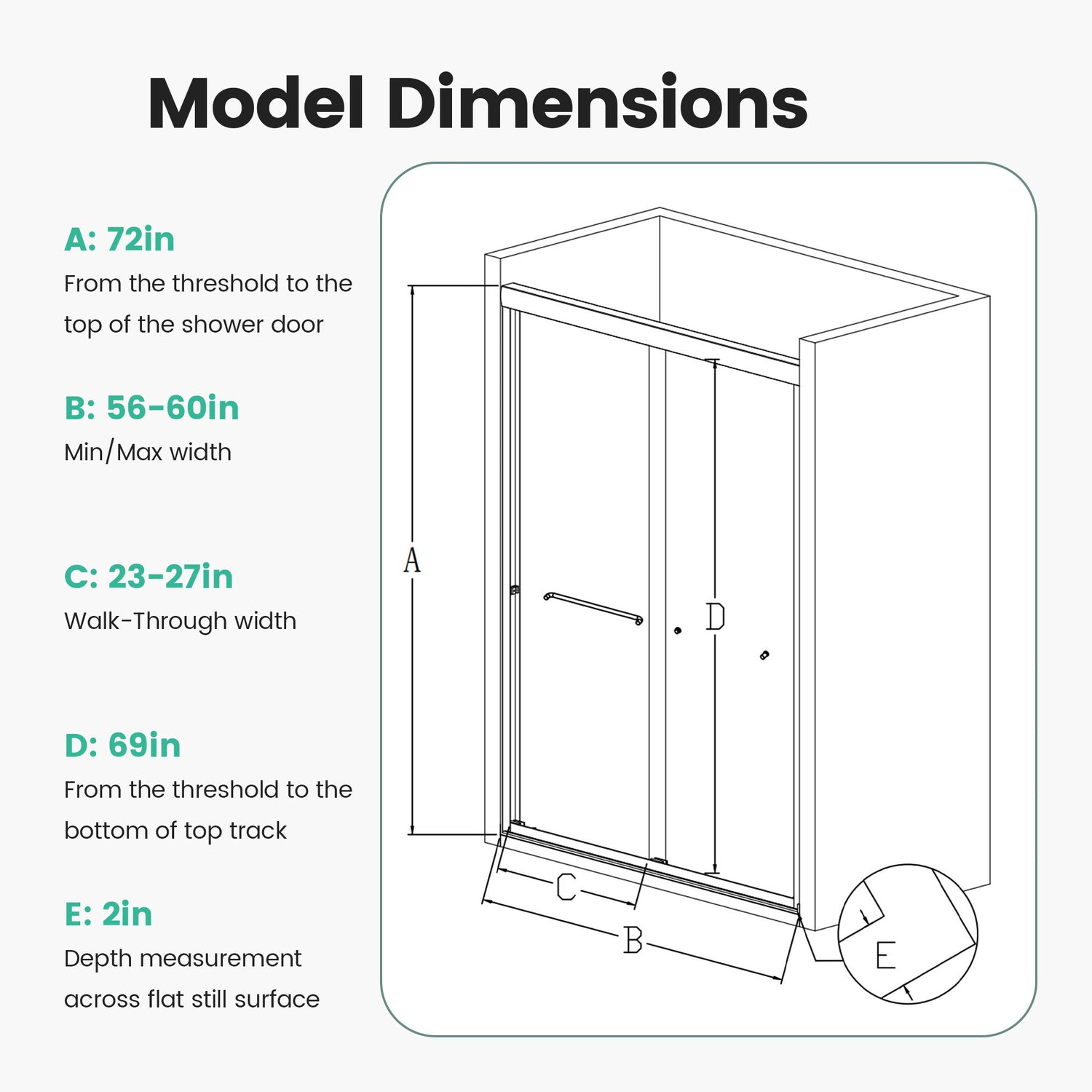 Semi-Frameless Double Sliding Shower Door, Bypass Shower Door, 1 / 4&quot; (6Mm) Thick SGCC Tempered Glass Door