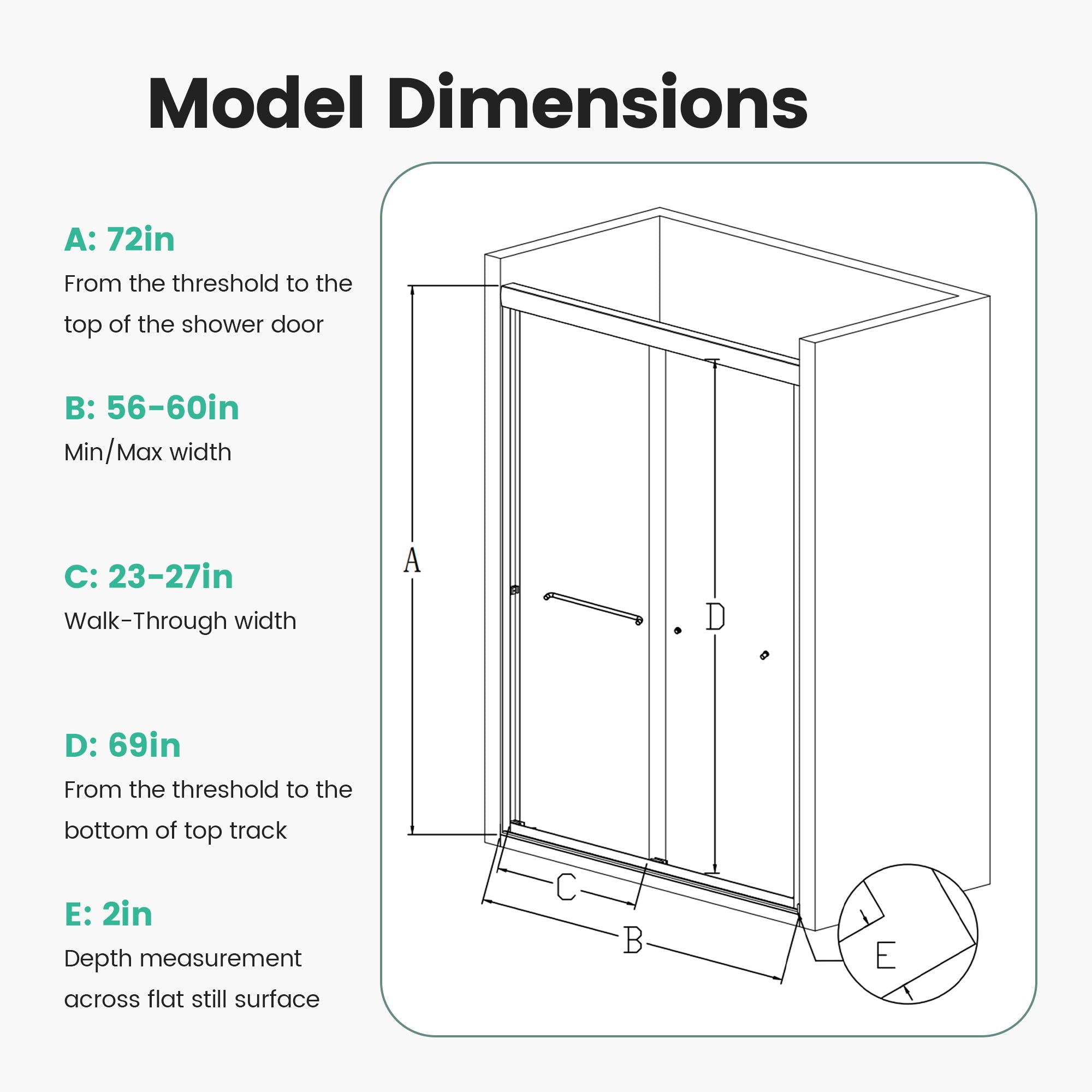 Semi-Frameless Double Sliding Shower Door, Bypass Shower Door, 1 / 4&quot; (6Mm) Thick SGCC Tempered Glass Door