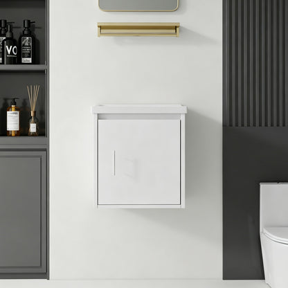 20" Floating Bathroom Vanity Combo With Wall Cabinet, Ceramic Sink &amp; Soft Close Doors - White