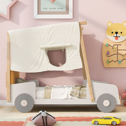 Car Bed With Pillow, Ceiling Cloth And LED