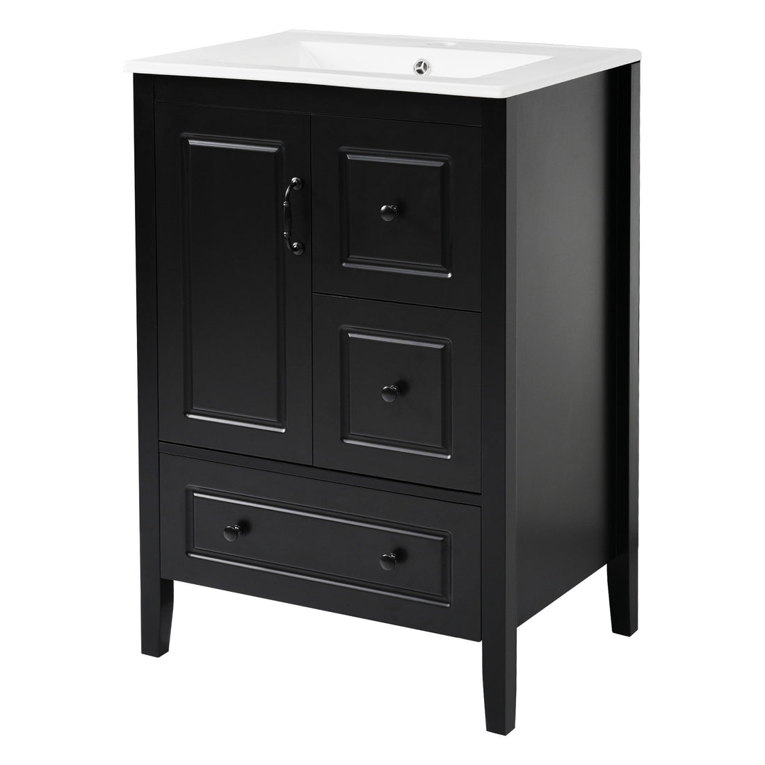 Retro Bathroom Vanity With Sink, Soft Closing Cabinet &amp; Drawers