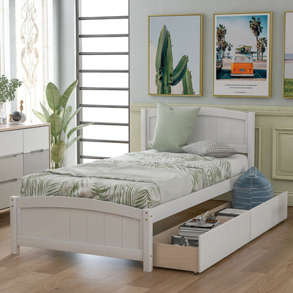 Platform Bed &amp; Headboard, Footboard And Wood Slat Support