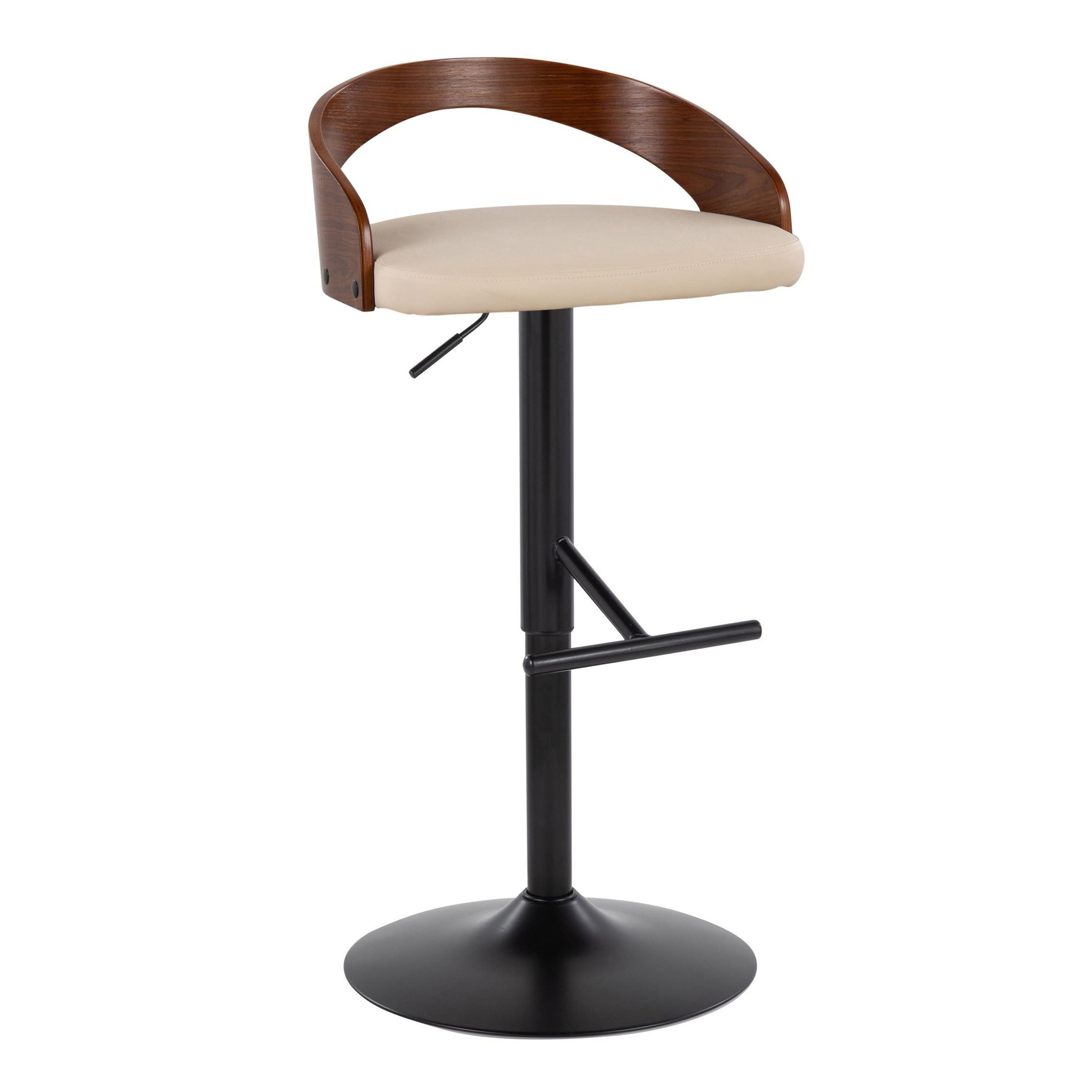 Grotto - Contemporary Adjustable Barstool &amp; Swivel With Straight T Footrest (Set of 2)
