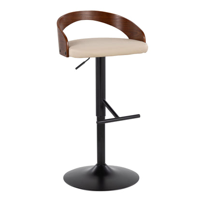 Grotto - Contemporary Adjustable Barstool &amp; Swivel With Straight T Footrest (Set of 2)