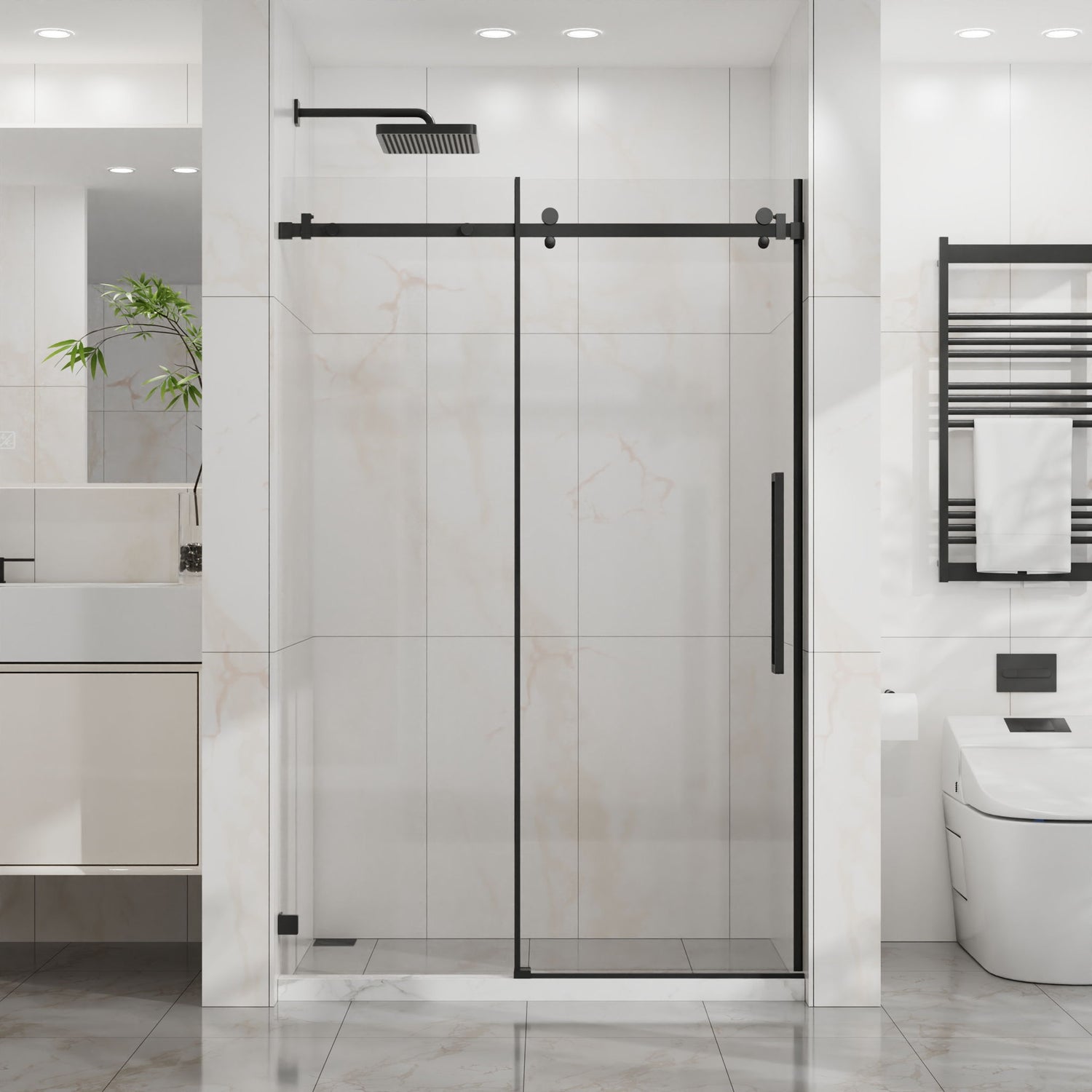 Frameless Tub Sliding Shower Door With Easy Clean Coating