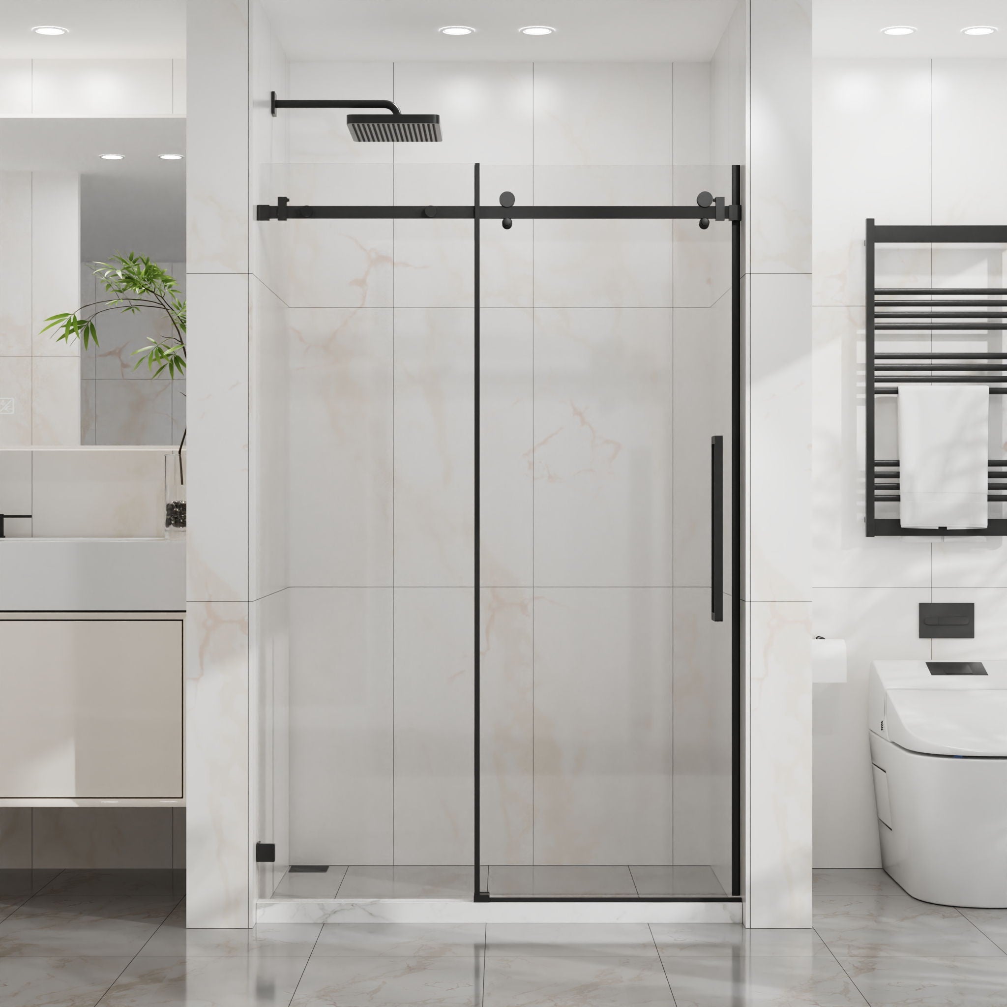 Frameless Tub Sliding Shower Door With Easy Clean Coating