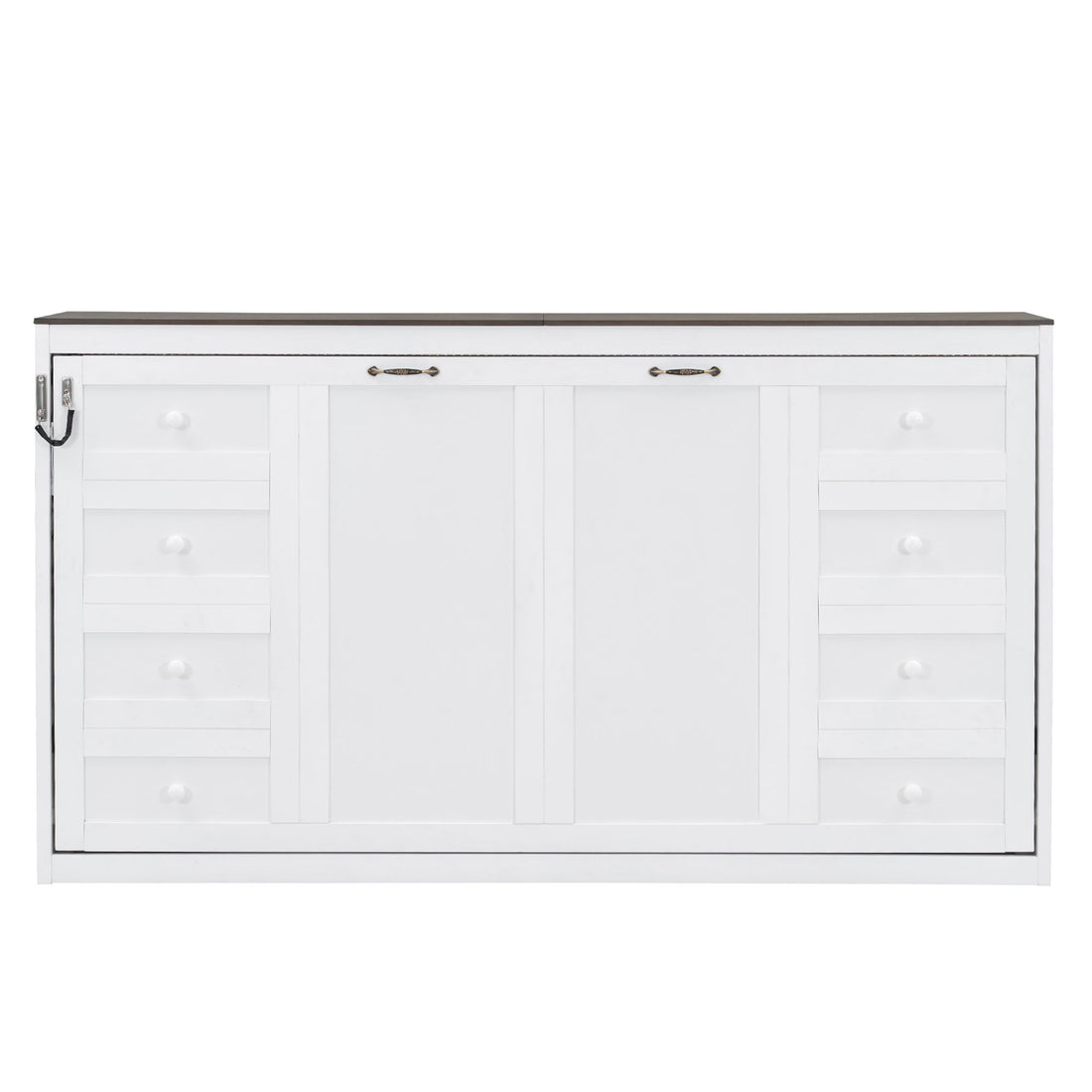 Murphy Bed With LED Light, Foldable Wall Bed Cabinet