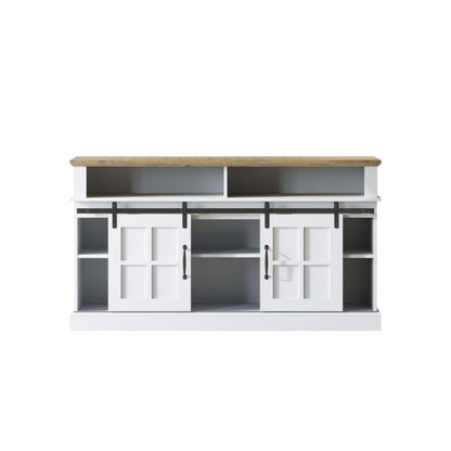 58&quot; TV Stand With Storage Cabinet And Shelves, TV Console Table Entertainment Center For Living Room, Bedroom - White