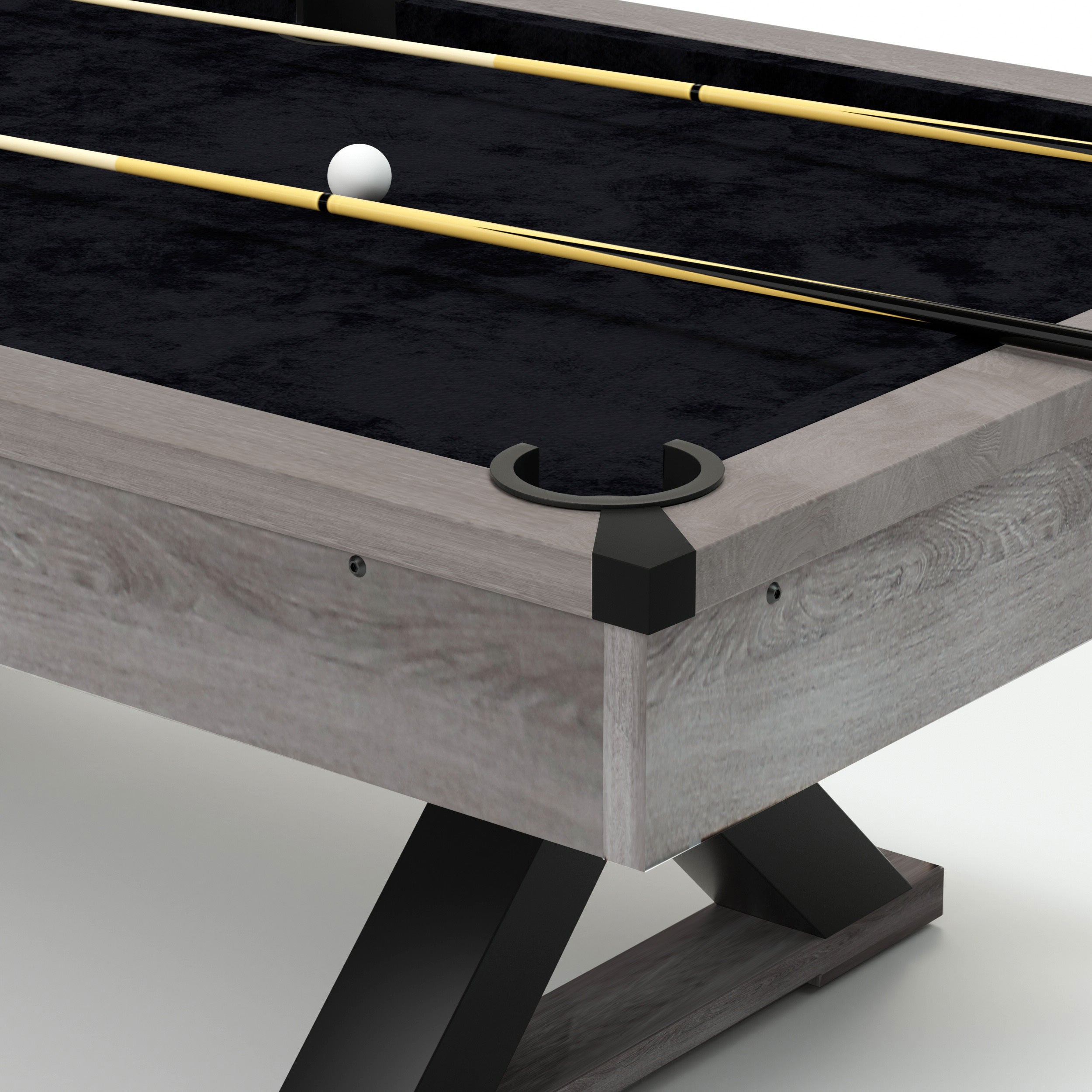 84&quot; Pool Table with Billiard Balls, Cues, Pool Cue Chalk, Cleaning Brush, X-Legs, Black Cloth, Rustic Grey,84.1&quot;L x 46.5&quot;W x 32&quot;H