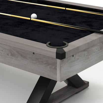84&quot; Pool Table with Billiard Balls, Cues, Pool Cue Chalk, Cleaning Brush, X-Legs, Black Cloth, Rustic Grey,84.1&quot;L x 46.5&quot;W x 32&quot;H