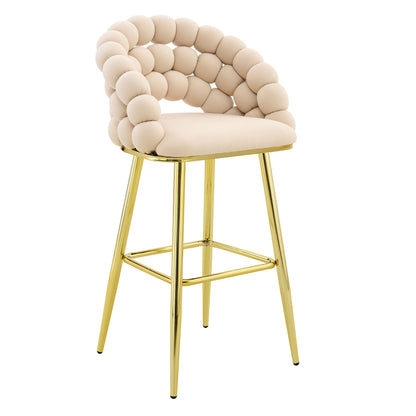 Bubble, Ball Chain Tufted Bar Chairs For Kitchen Island &amp; Home Bar (Set of 2)