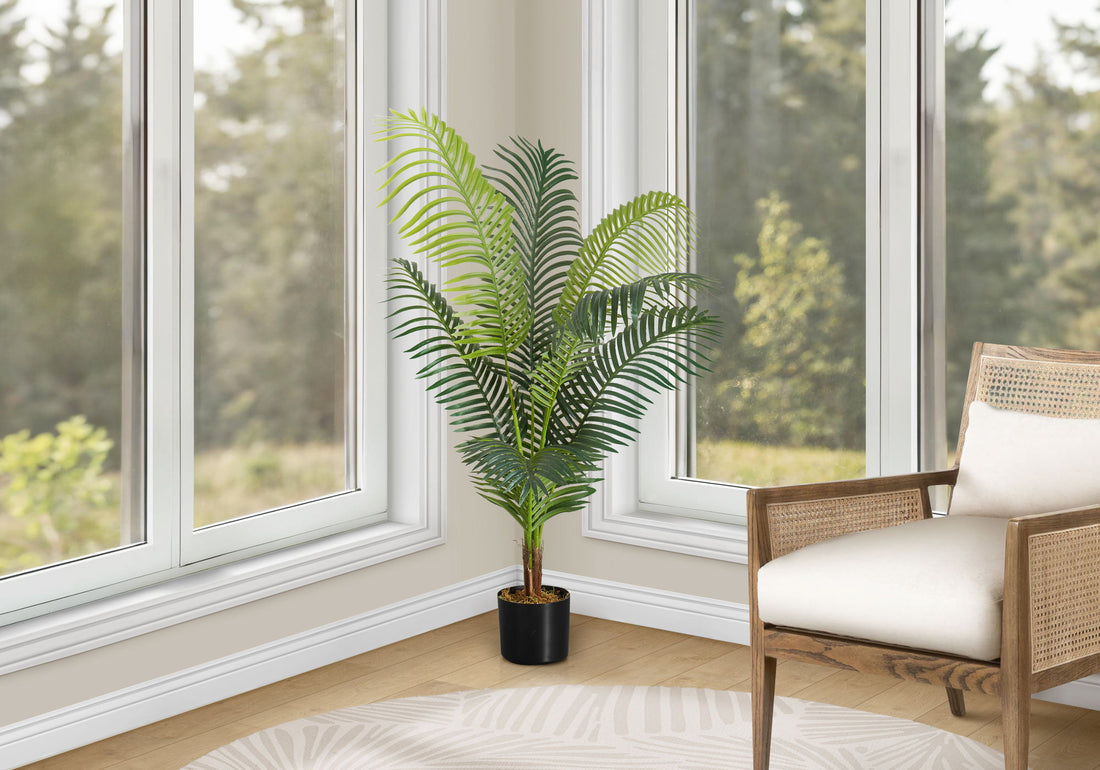 47&quot; Tall, Artificial Plant, Palm Tree, Indoor, Faux, Fake, Floor, Greenery, Potted, Real Touch, Decorative - Green / Black