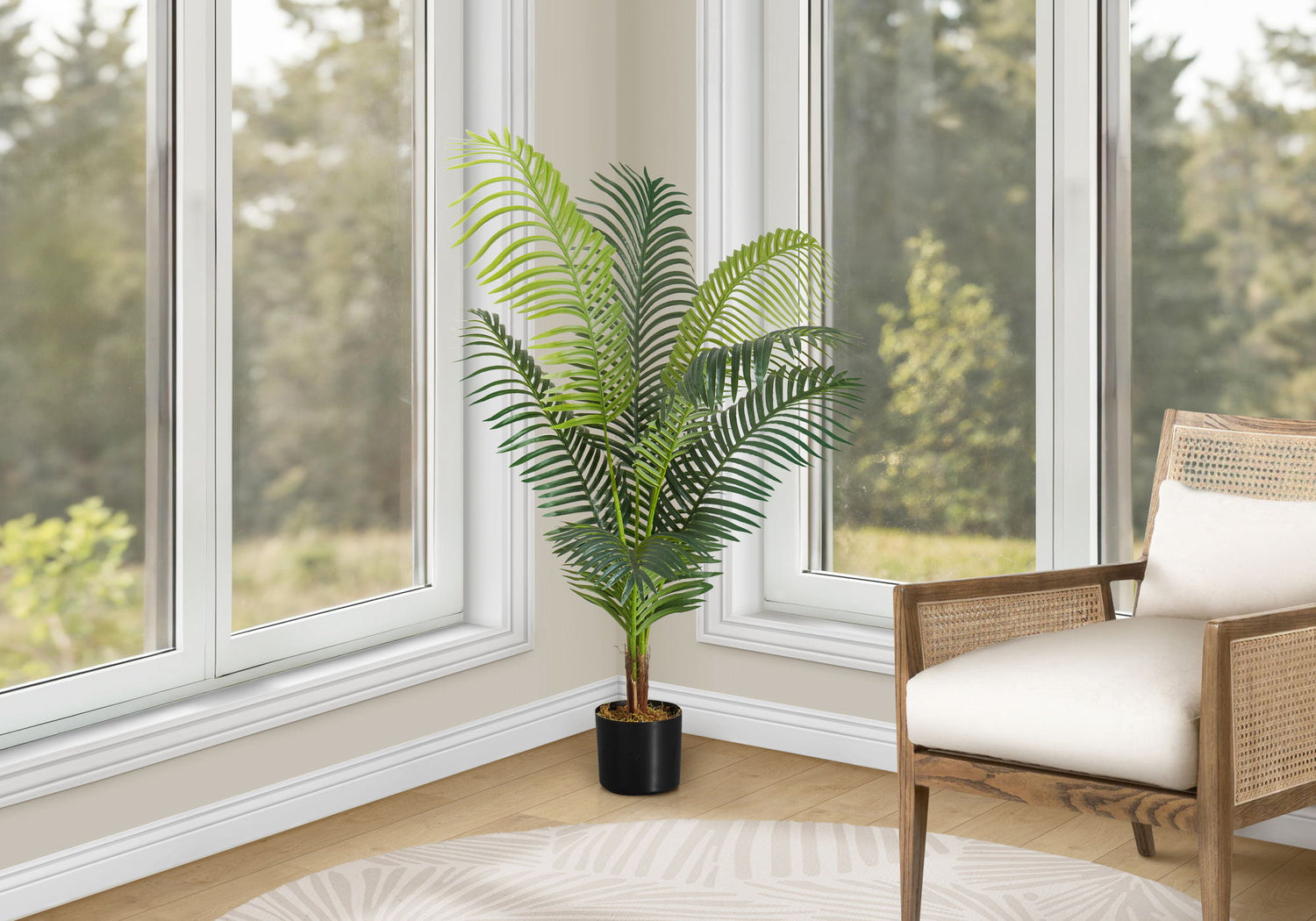 47&quot; Tall, Artificial Plant, Palm Tree, Indoor, Faux, Fake, Floor, Greenery, Potted, Real Touch, Decorative - Green / Black