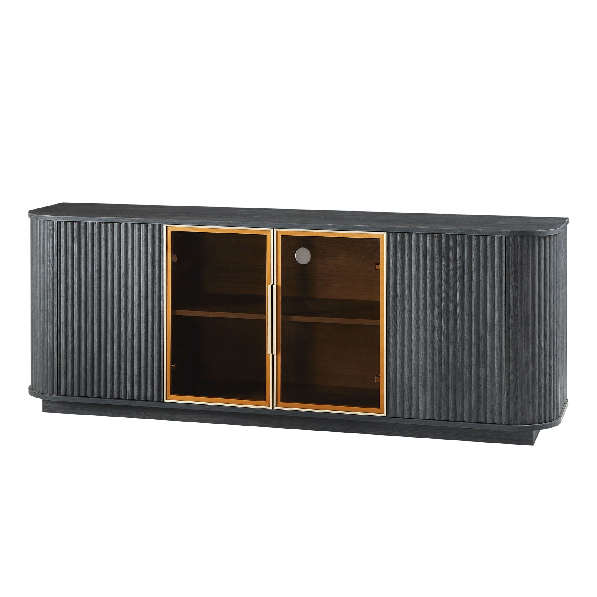 Modern 64&quot; Wavy TV Cabinet With LED Lights - Black