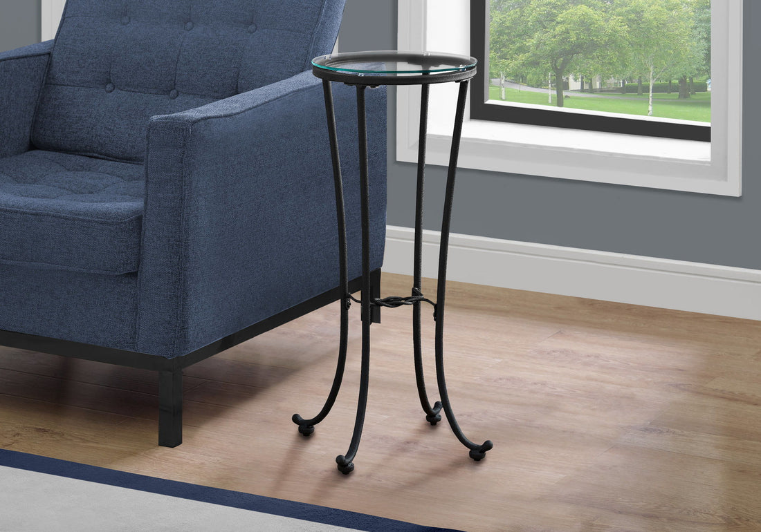 Accent Side Table, Plant Stand, Round, Contemporary &amp; Modern - Black