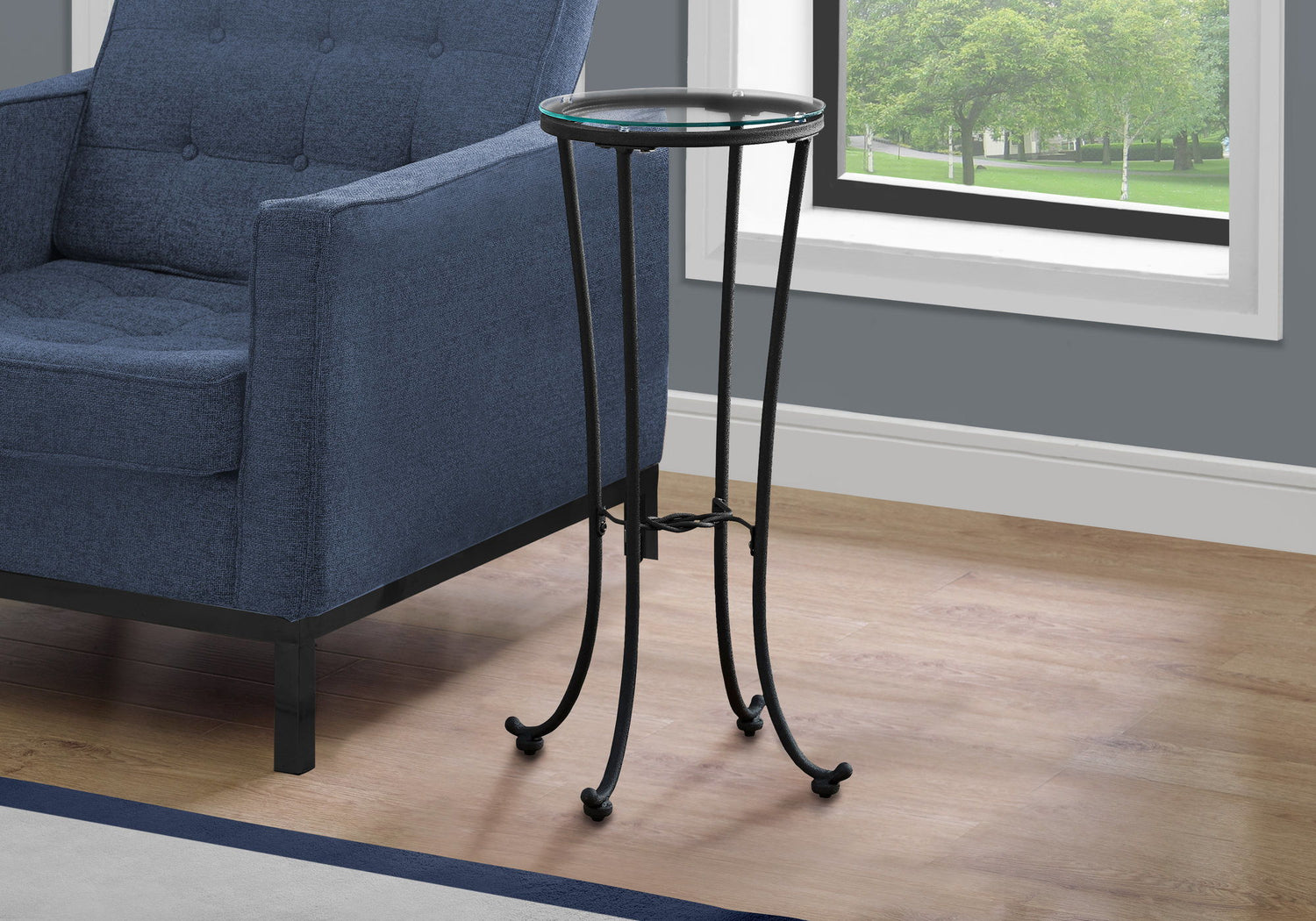 Accent Side Table, Plant Stand, Round, Contemporary &amp; Modern - Black