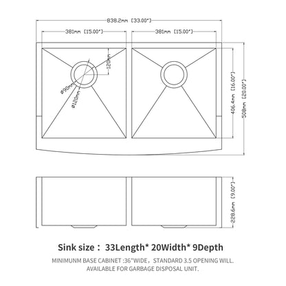 Farmhouse Double Bowl Sink With 50/50 Layout