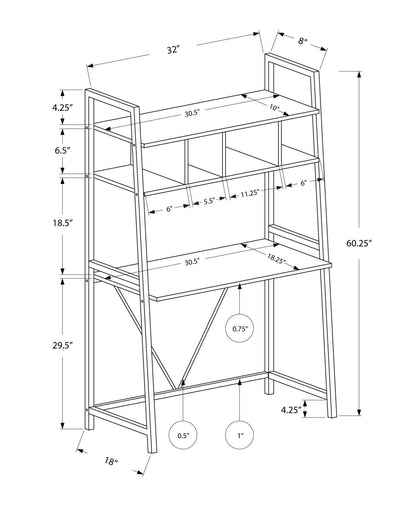 Computer Desk For Home Office, Laptop, Leaning, Storage Shelves, Contemporary &amp; Modern - White