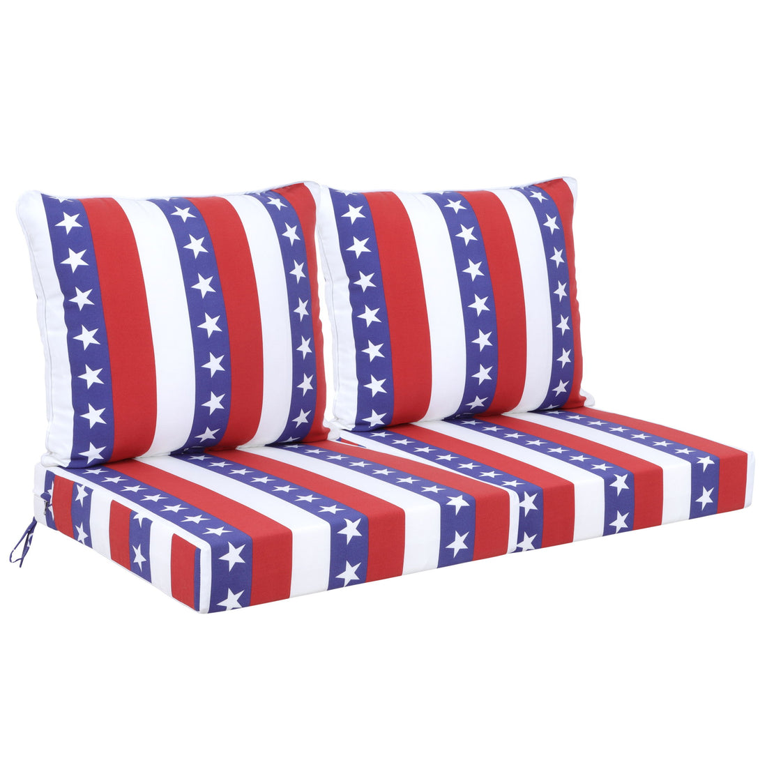 24X24 Inch Outdoor Deep Seat Cushion Set Waterproof Fade Resistant Patio Furniture Cushions With Removable Covers, Adjustable Straps &amp; Handles (Set of 2) - Red
