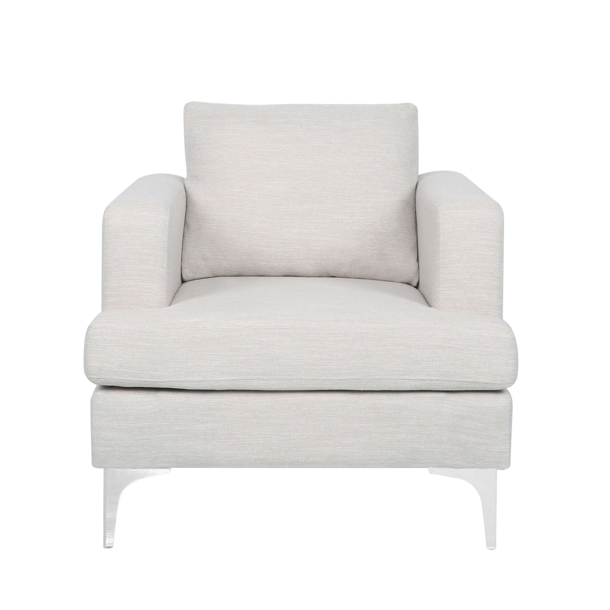 Upholstered Fabric Club Chair With Iron Legs - Beige