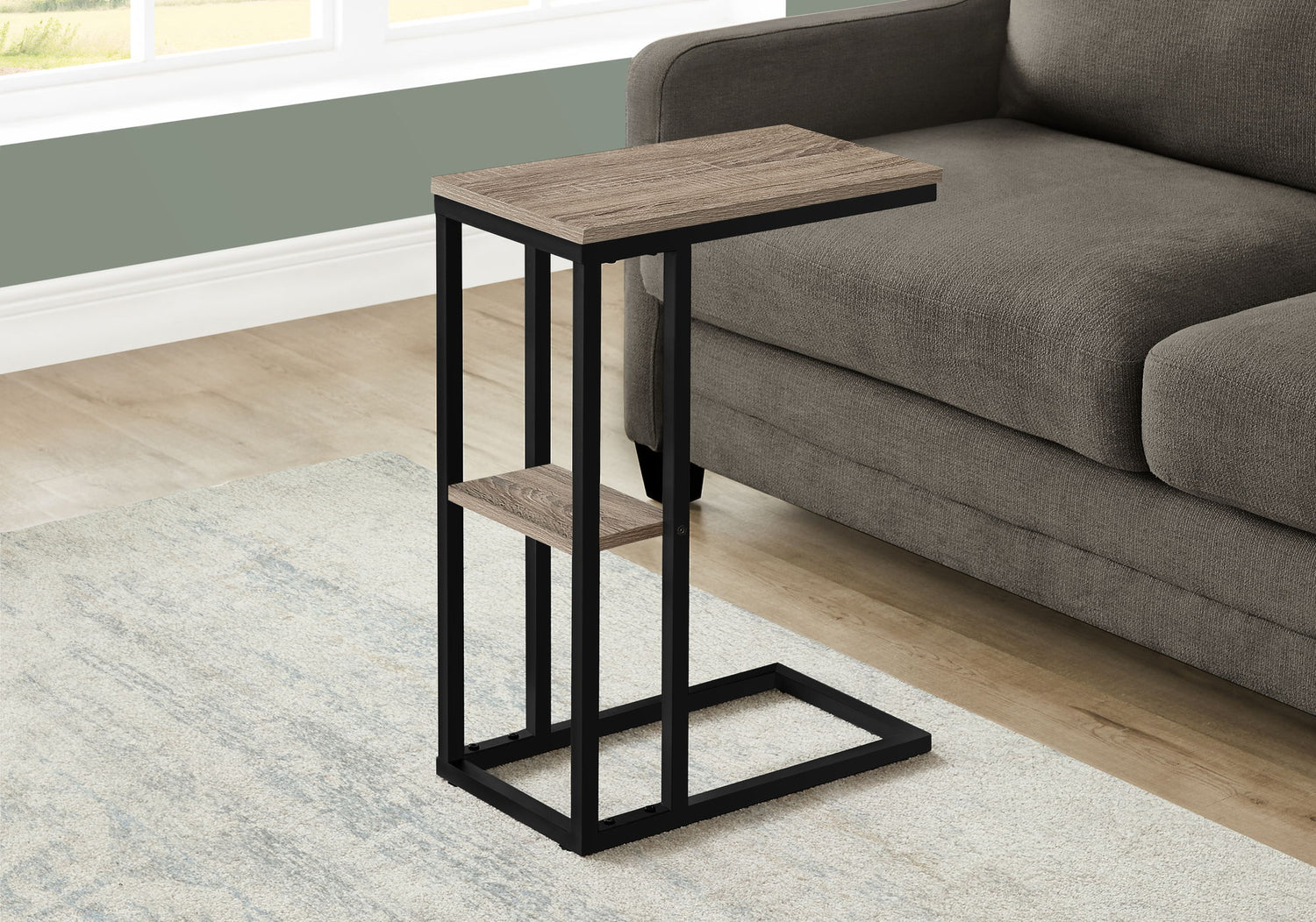 Accent Table, C - Shaped, Marble Look Contemporary &amp; Modern Convenient Design