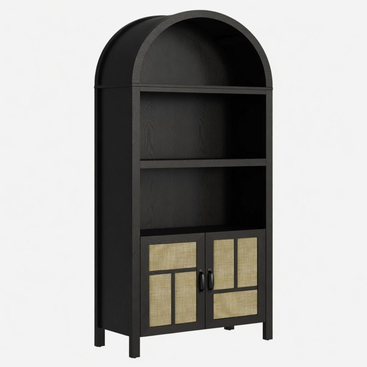 Arched Pantry Cabinet With Adjustable Storage &amp; Doors - Black