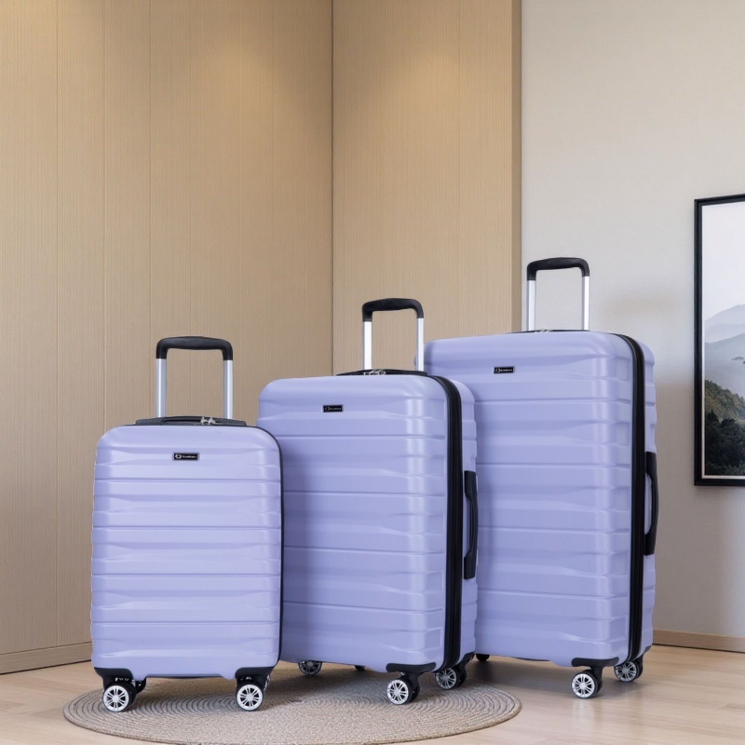 3 Piece Luggage Sets Lightweight &amp; Durable Expandable Suitcase With Two Hooks