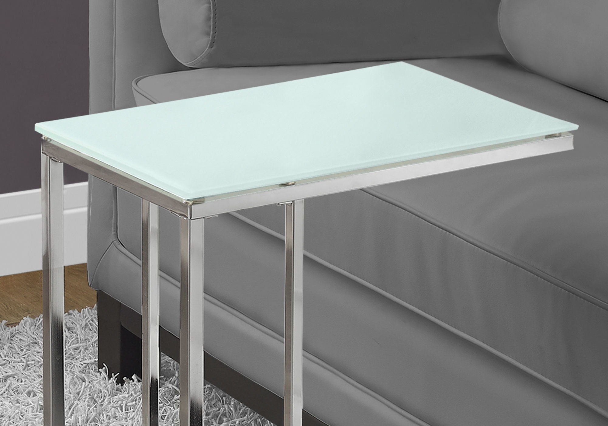 Accent Table, C - Shaped, Tempered Glass, Stylish Design Contemporary &amp; Modern