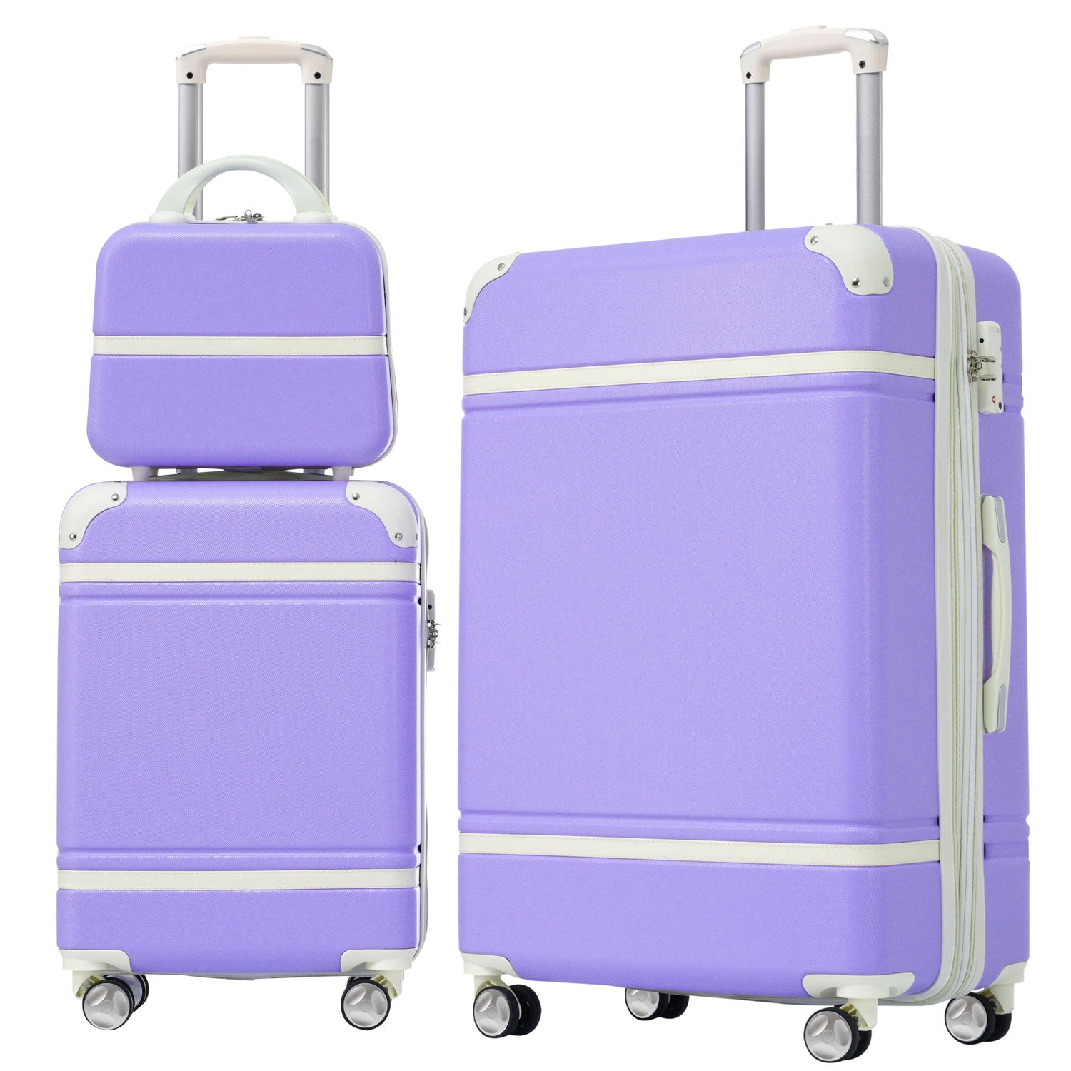 Hardshell Luggage Sets 3 Pieces 20&quot; / 28&quot; Luggages And Cosmetic Case Spinner Suitcase With Tsa Lock Lightweight