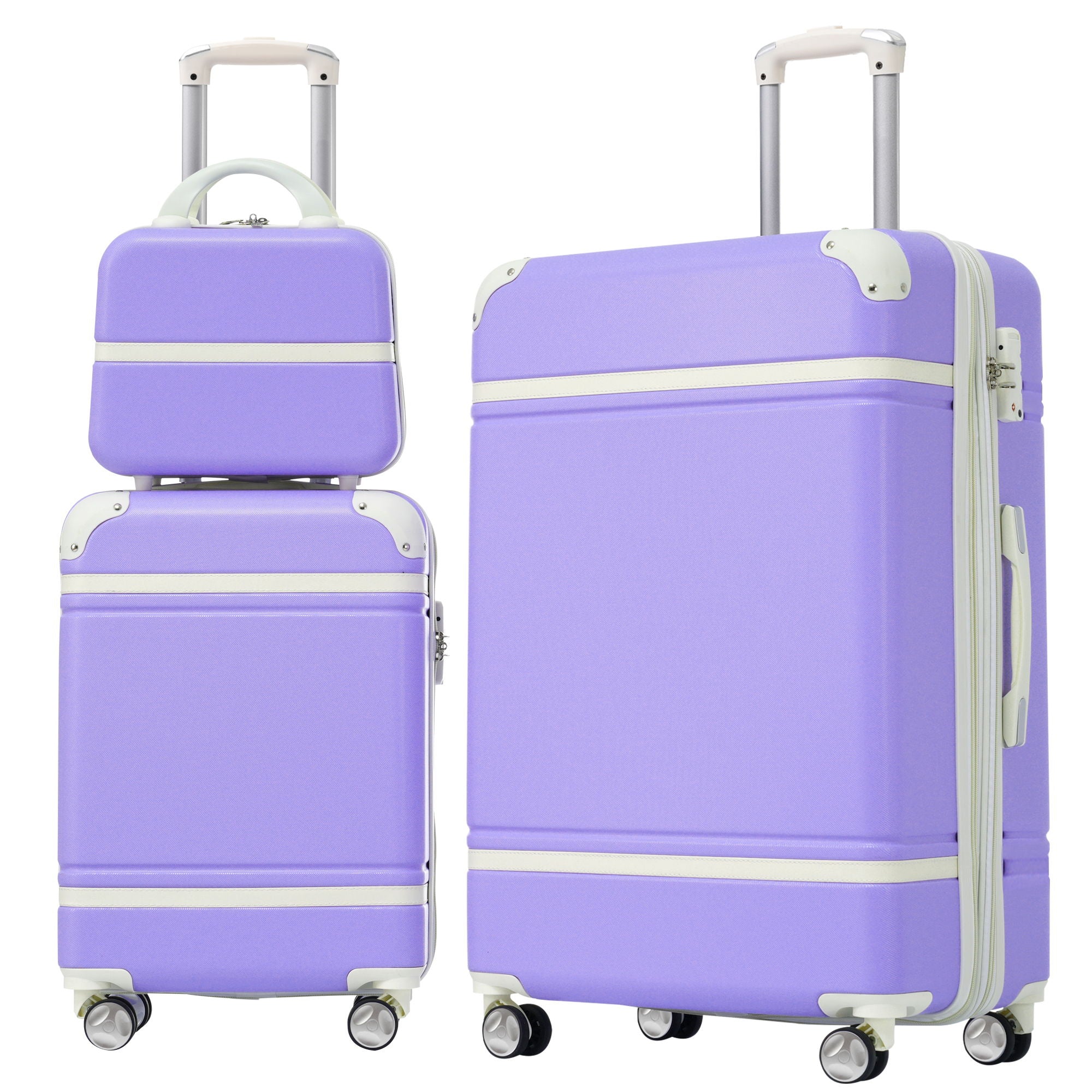 Hardshell Luggage Sets 3 Pieces 20&quot; / 28&quot; Luggages And Cosmetic Case Spinner Suitcase With Tsa Lock Lightweight