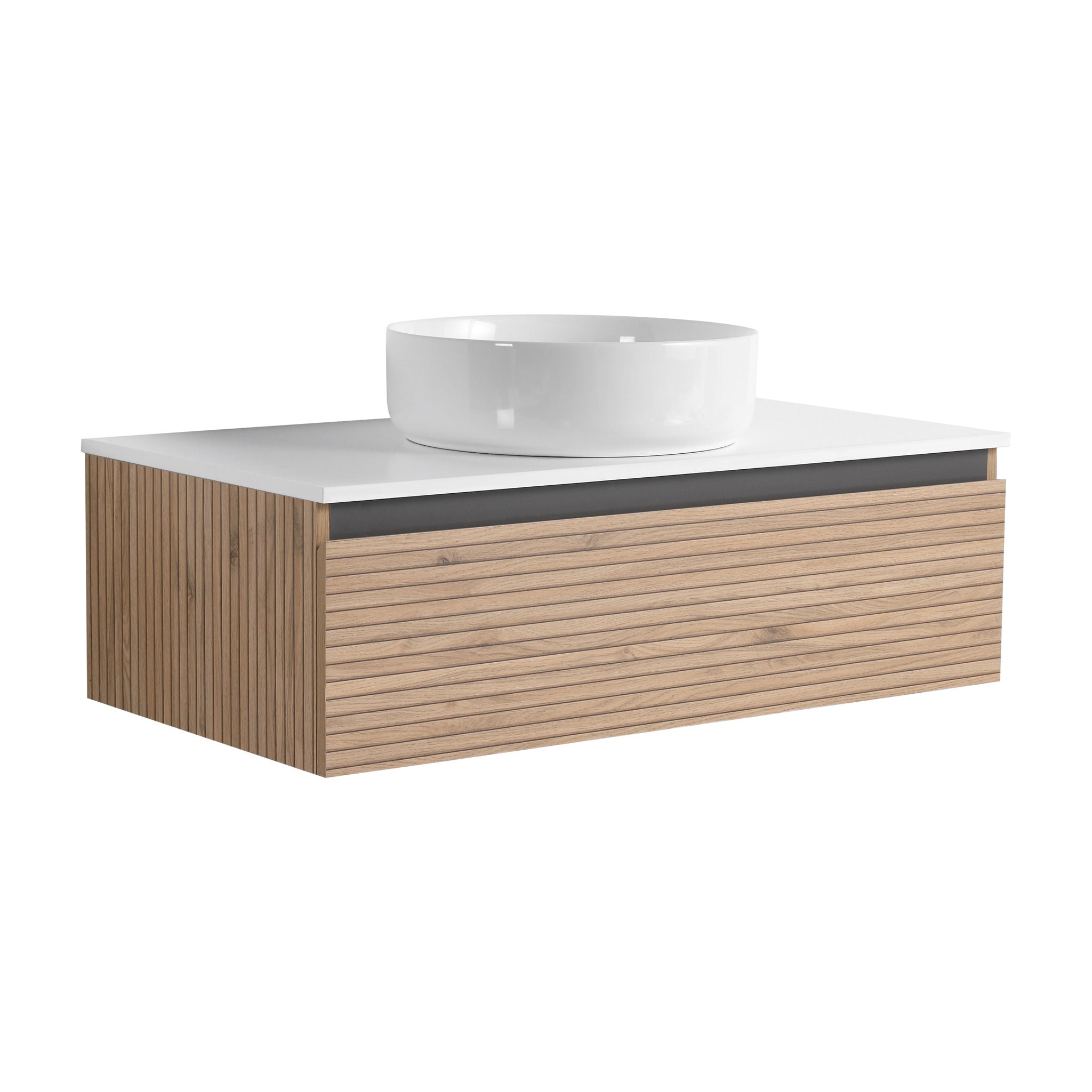 Wall Mounted Bathroom Vanity With Art Sink &amp; 1 Soft Close Drawer